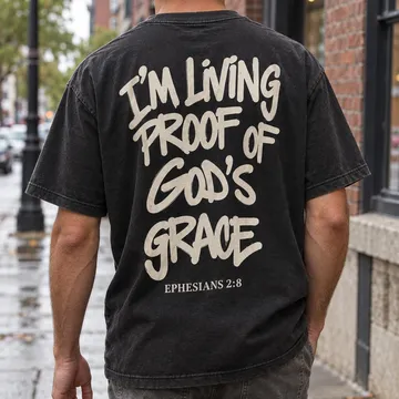 Living Proof tee in black, worn on the street
