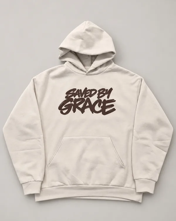 The Living Proof Hoodie in ivory, laid flat