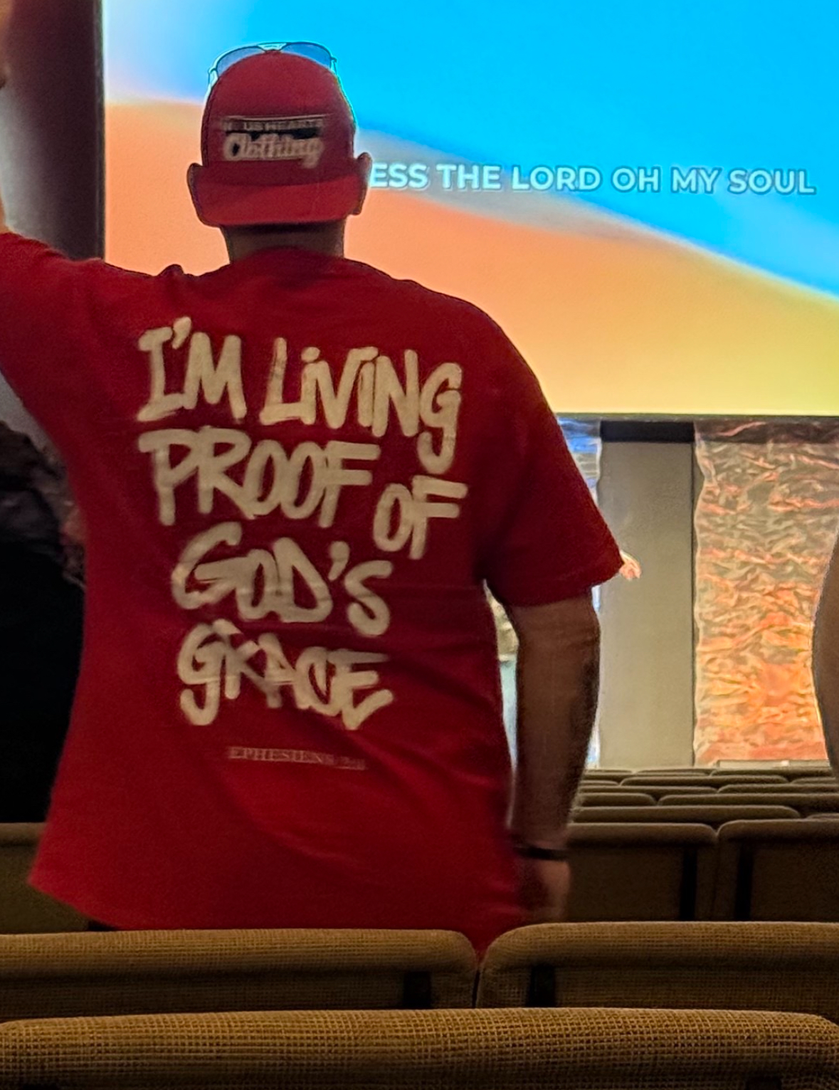 Keith wearing Living Proof of God's Grace